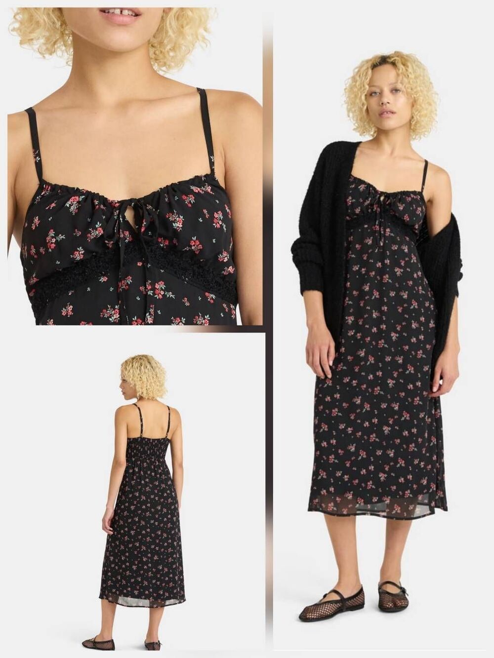 No Boundaries Chiffon Floral Spaghetti Strap Indue Sleaze Midi Dress Sz. M Jr.